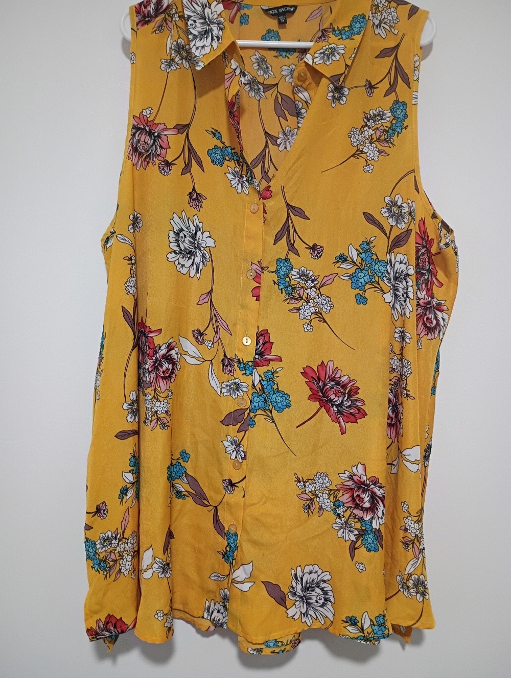 Unique Spectrum Womens Size 3X Sleeveless Sheer Button Up Shirt